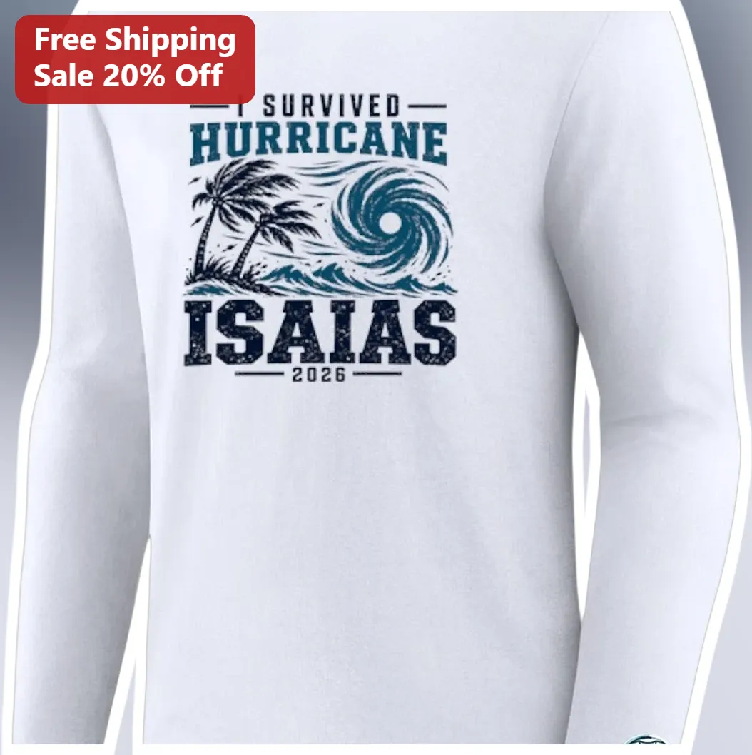 I Survived Hurricane Long Sleeve Tee Personalized Name Year Gift for Women Men available at our Miami, Florida warehouse
