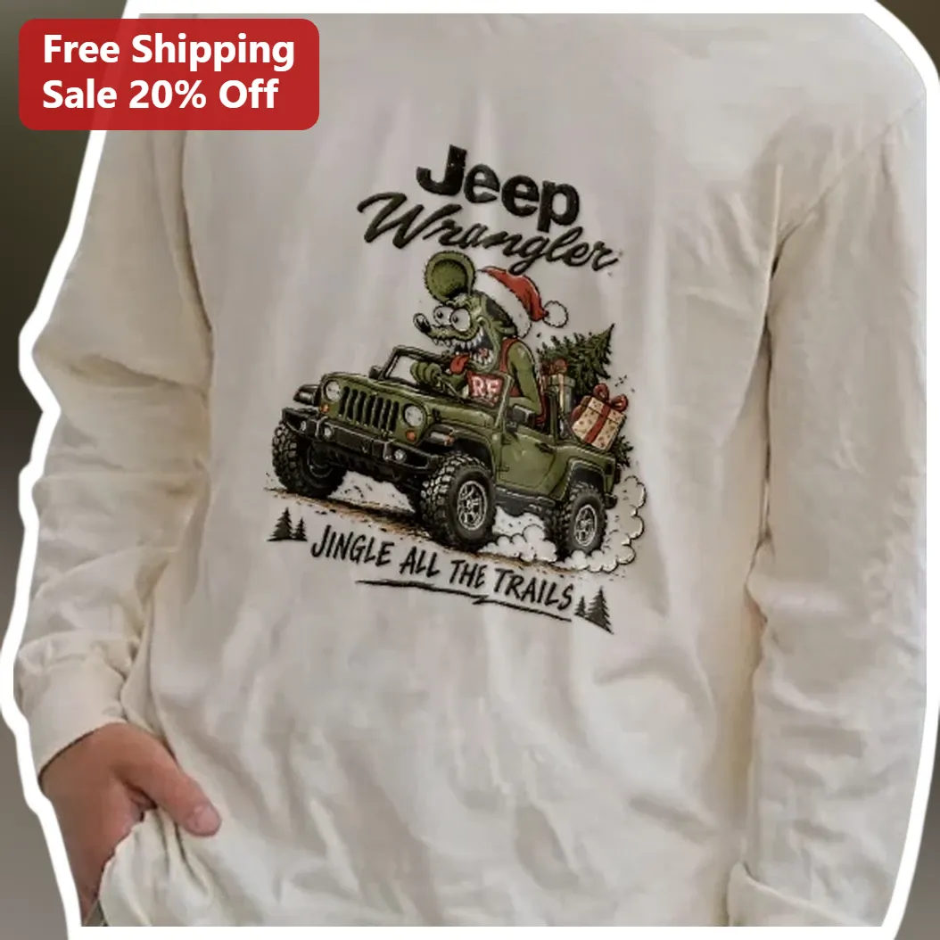 Jeep Wrangler Jingle All The Trails Long Sleeve Shirt Christmas Mouse Gift
