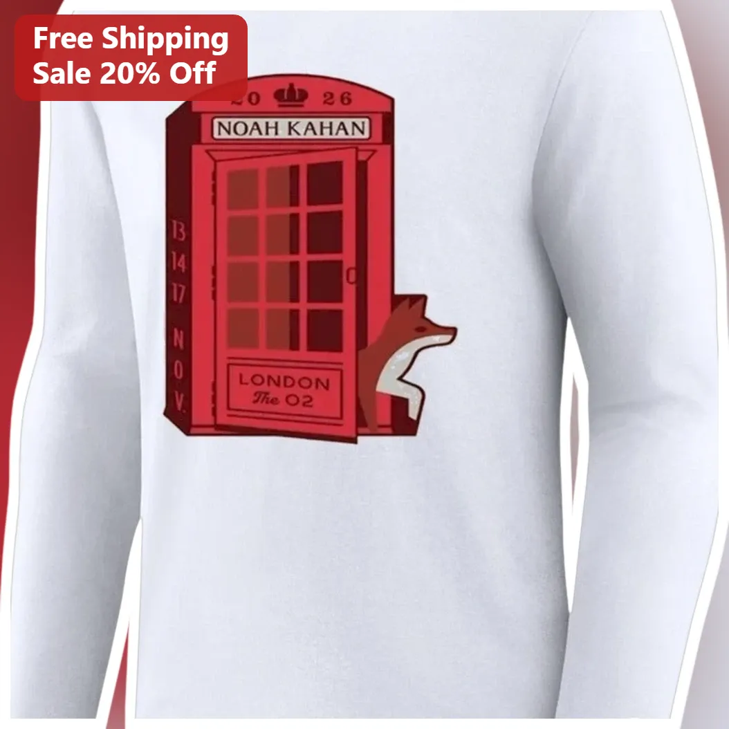 LONDON The O2 Long Sleeve Shirt Cute Fox British Phone Booth Travel Souvenir Gift available at our Miami, Florida warehouse
