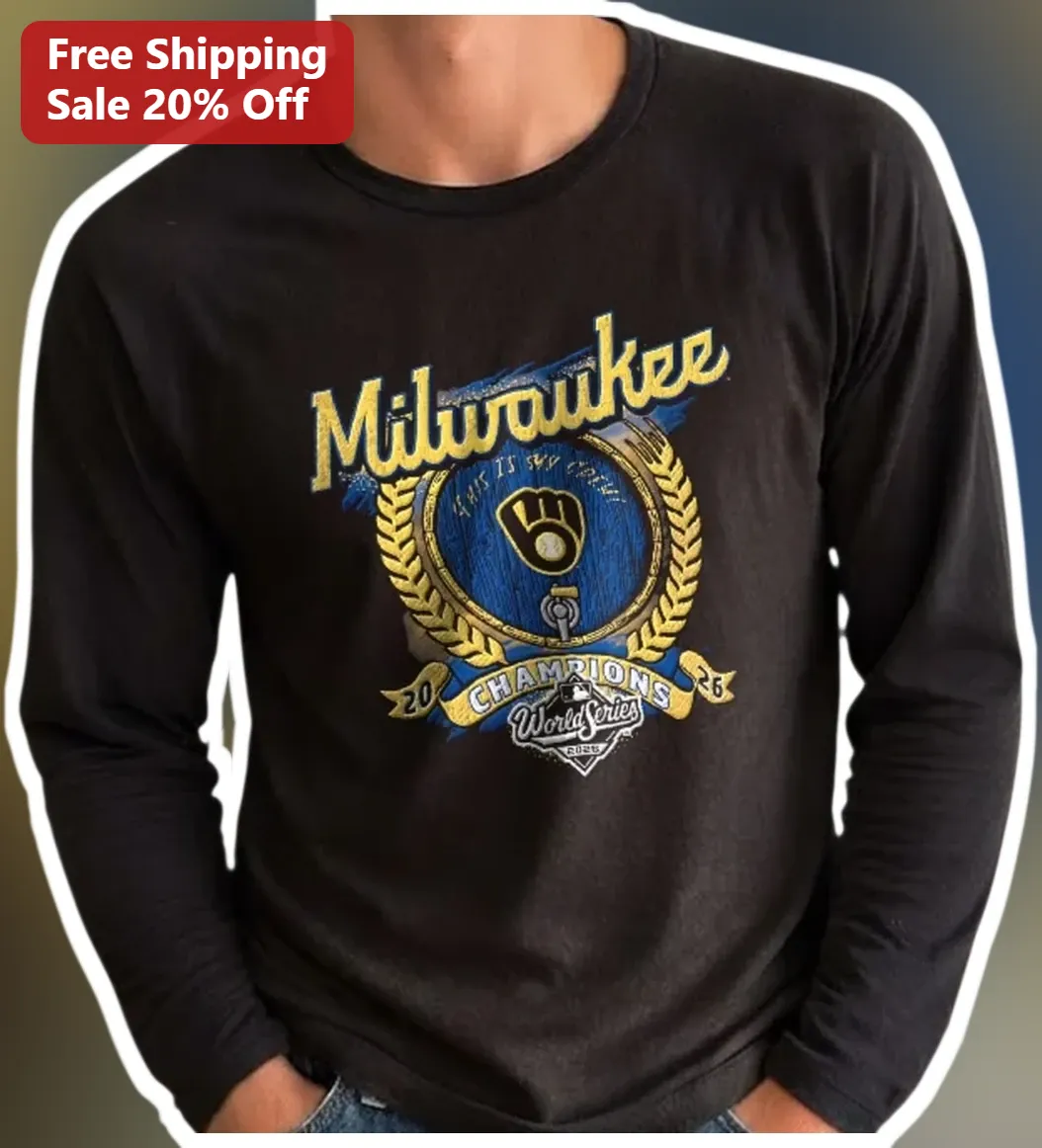 Milwaukee This Is My County Champions World Series Long Sleeve Tee available at our Miami, Florida warehouse