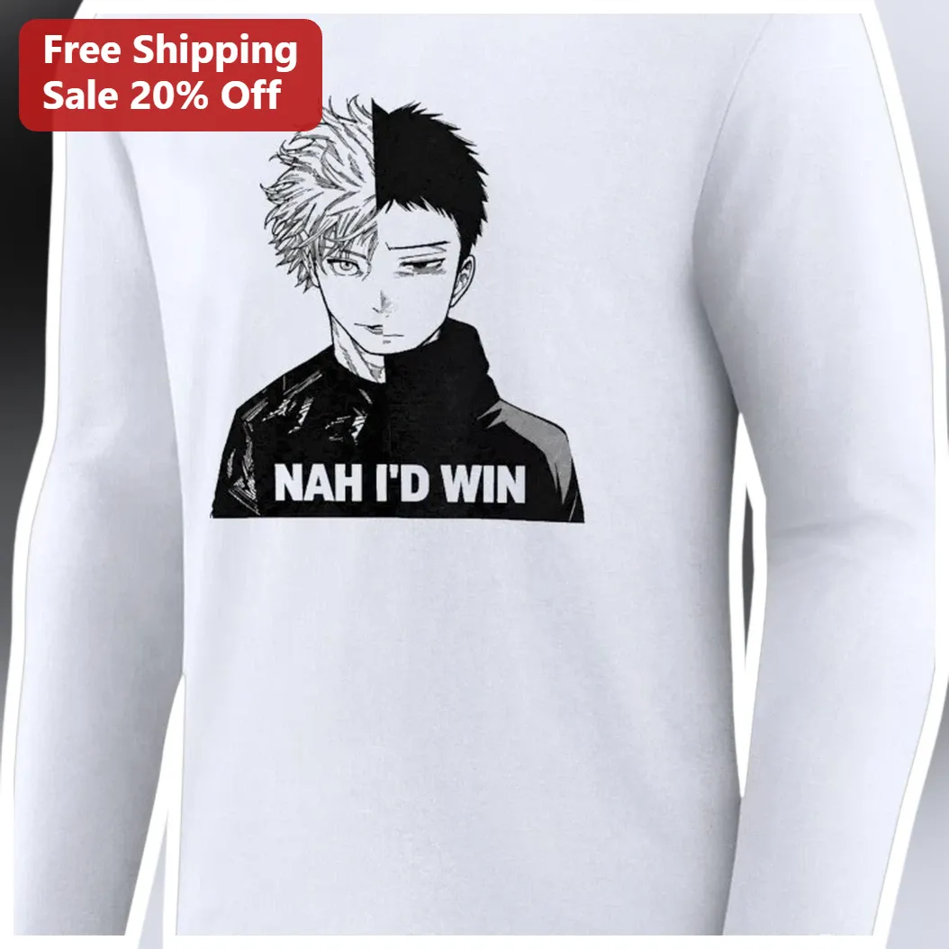 Nah I'd Win Long Sleeve Shirt Satoru Gojo Jujutsu Kaisen Anime Graphic Tee available at our Miami, Florida warehouse