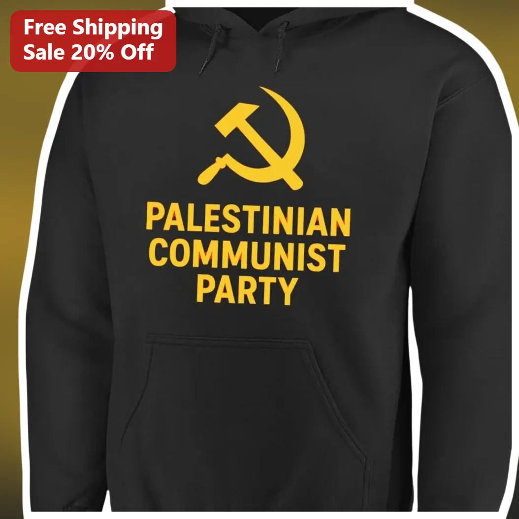 Palestinian Communist Party Hoodie Hammer and Sickle Political Activist Sweatshirt Unisex available at our Miami, Florida warehouse
