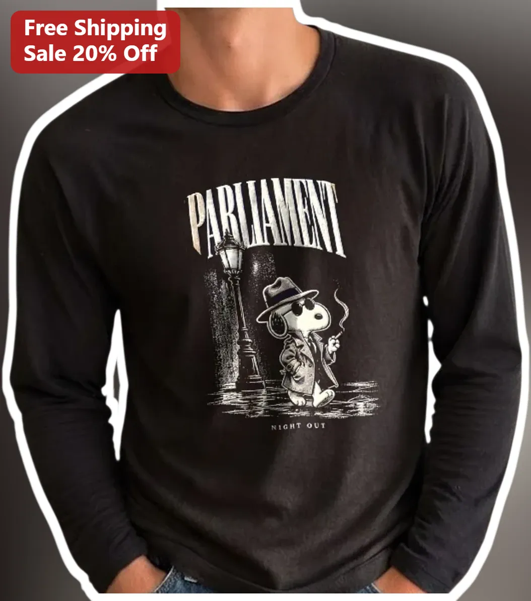 Parliament Night Out Snoopy Detective Long Sleeve Tee Vintage Noir Peanuts Gift available at our Miami, Florida warehouse