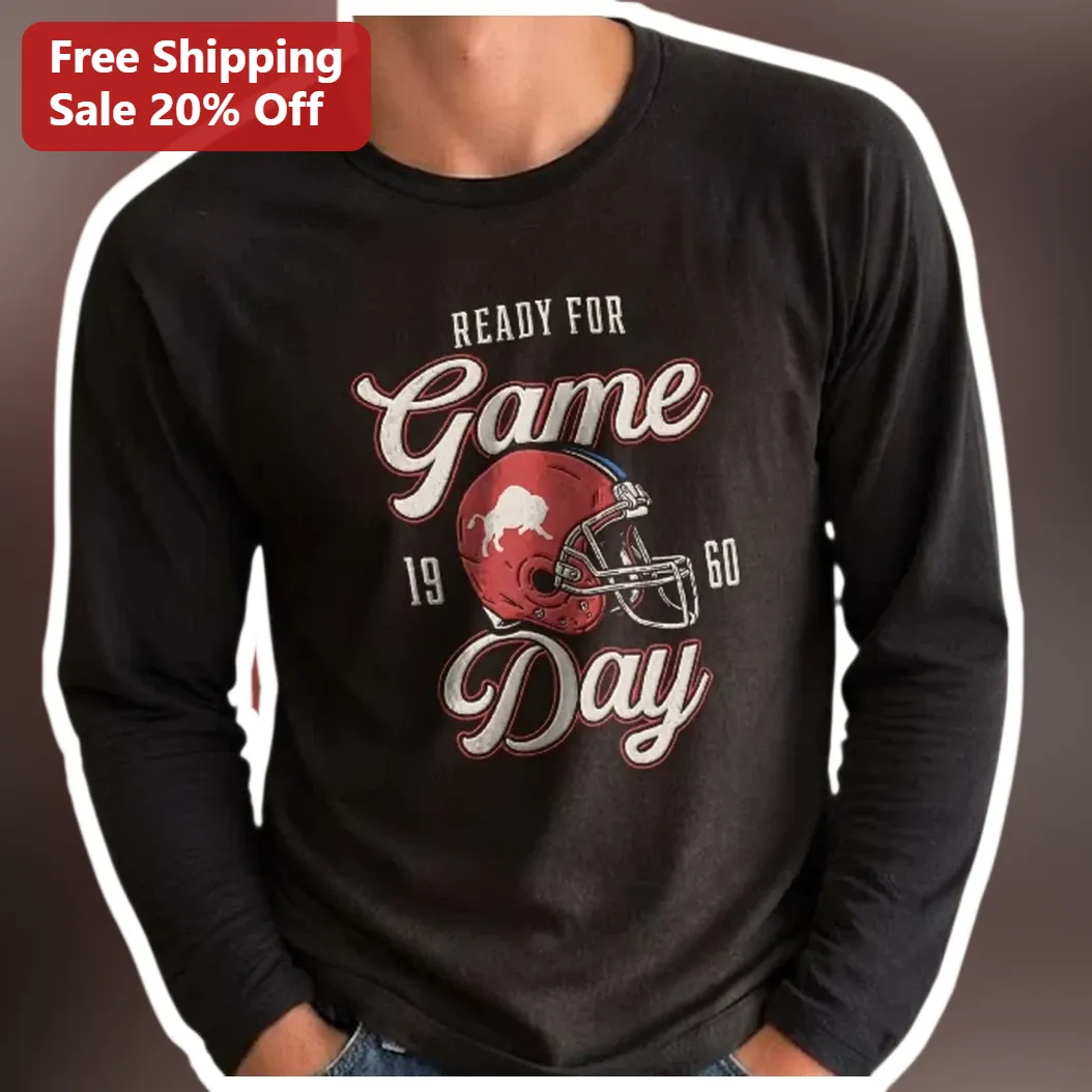 Ready For Game Day Long Sleeve Tee Vintage Football Fan Shirt for Men Women