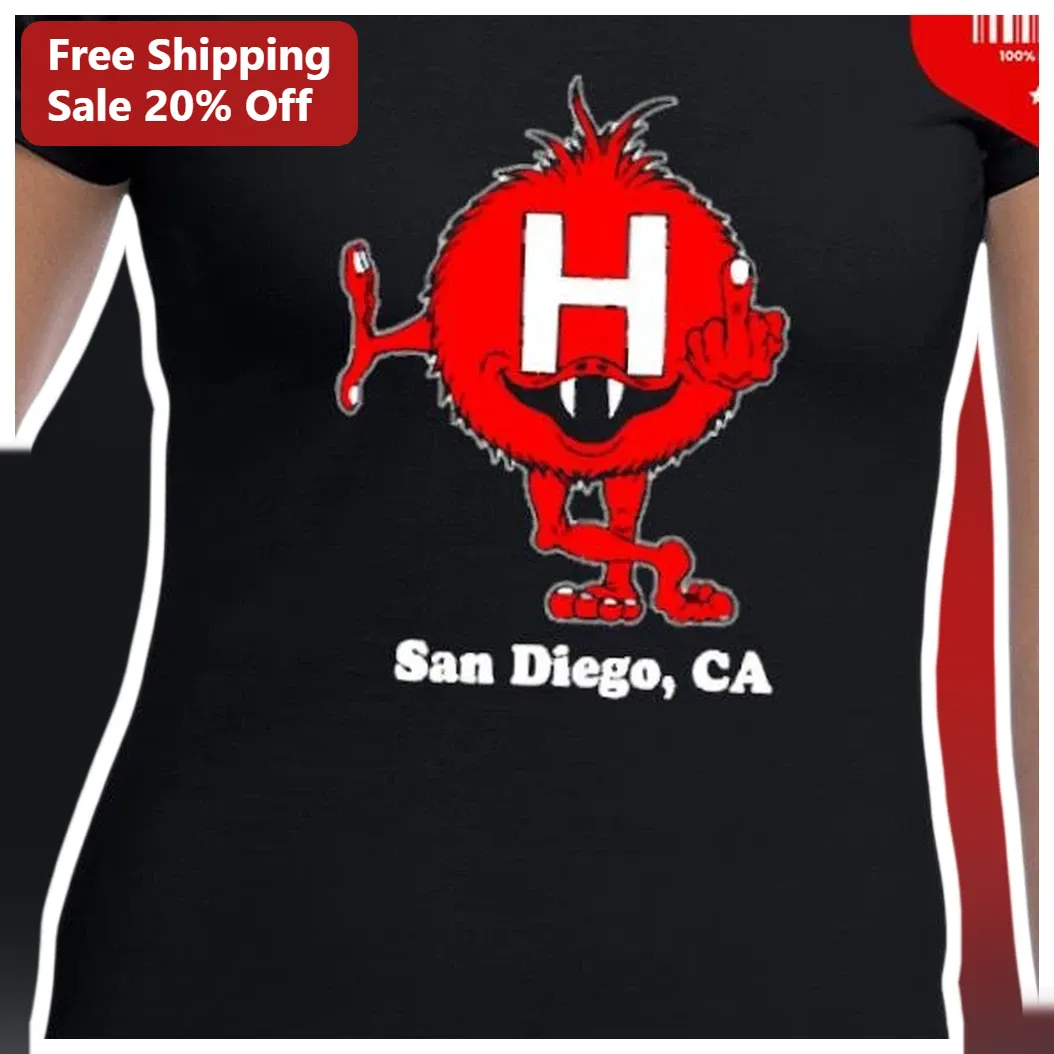 San Diego, CA Funny Red Monster Graphic Tee Edgy Streetwear Shirt available at our Miami, Florida warehouse