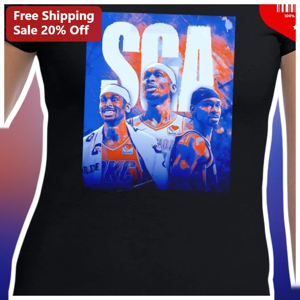 SCA Oklahoma City Thunder Basketball Players Graphic Tee Shai Gilgeous-Alexander Jalen Williams Chet Holmgren NBA Fan Gear