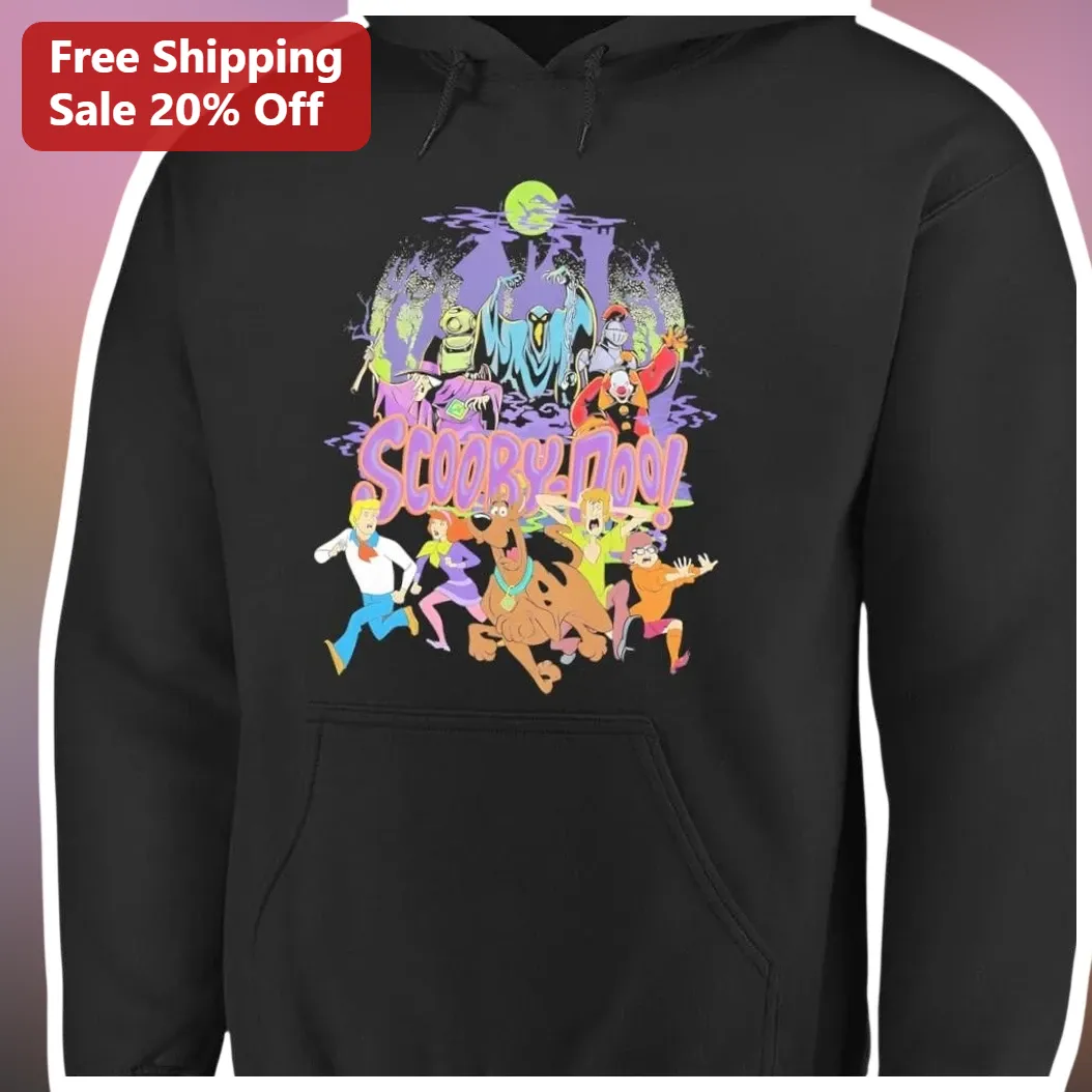 SCOOBY-DOO! Vintage Mystery Inc Gang Pullover Hoodie Retro Cartoon Merch available at our Miami, Florida warehouse