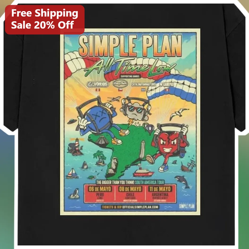Simple Plan All Time Low Pop Punk Long Sleeve Tee Retro Concert Poster Band Merch Gift available at our Miami, Florida warehouse