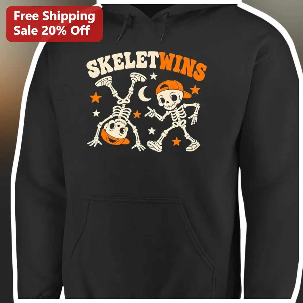 SKELETWINS Skeleton Twin Hoodie Funny Halloween Matching Outfit for Twins