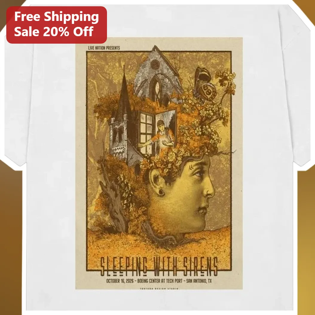 Sleeping With Sirens Long Sleeve Tee Vintage Gothic Autumn Band Merch Gift available at our Miami, Florida warehouse