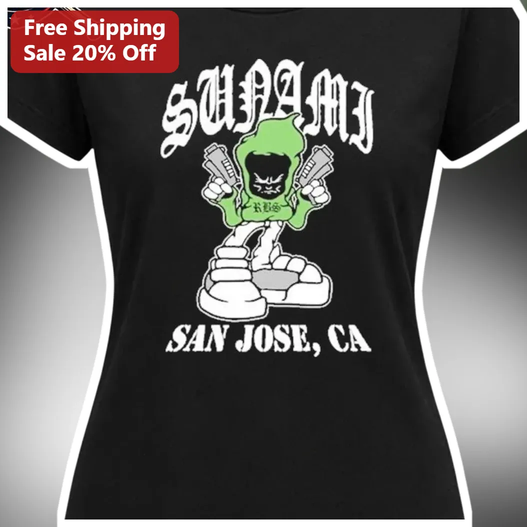 SUJAMI San Jose CA Gothic Streetwear Tee Black Ladies Graphic Shirt available at our Miami, Florida warehouse