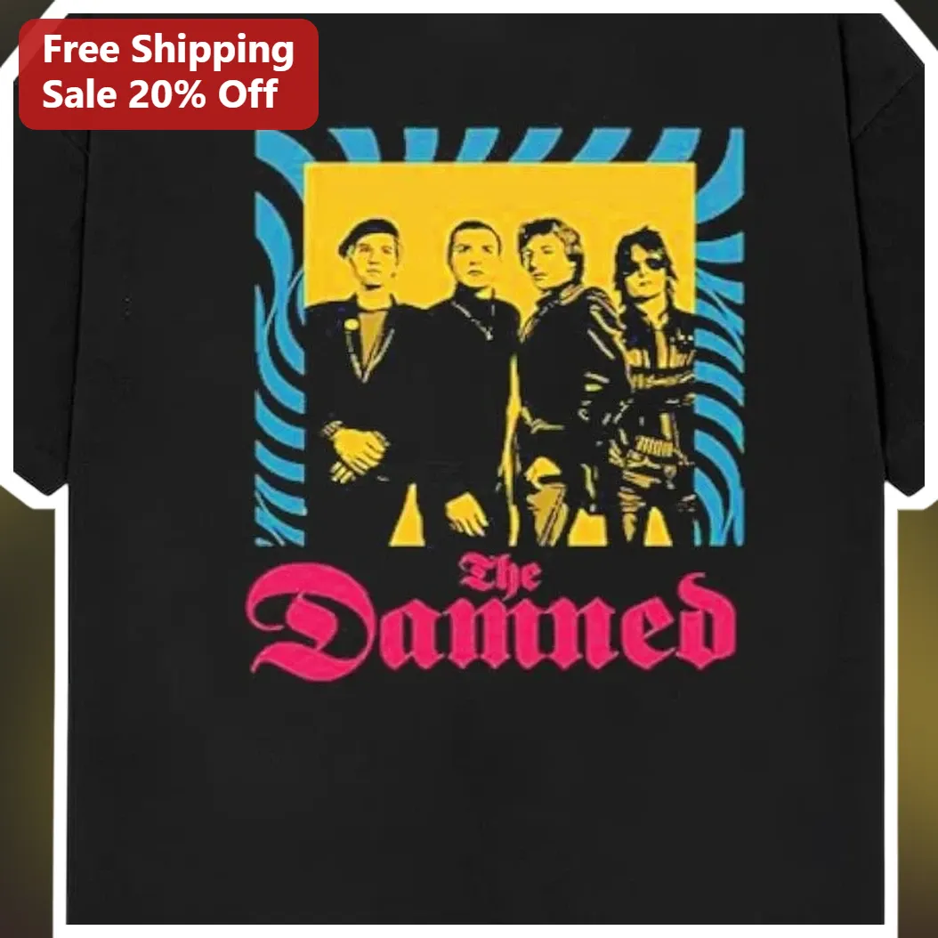The Damned Tee Classic British Punk Rock Band Graphic T-Shirt Unisex Cotton Merch available at our Miami, Florida warehouse