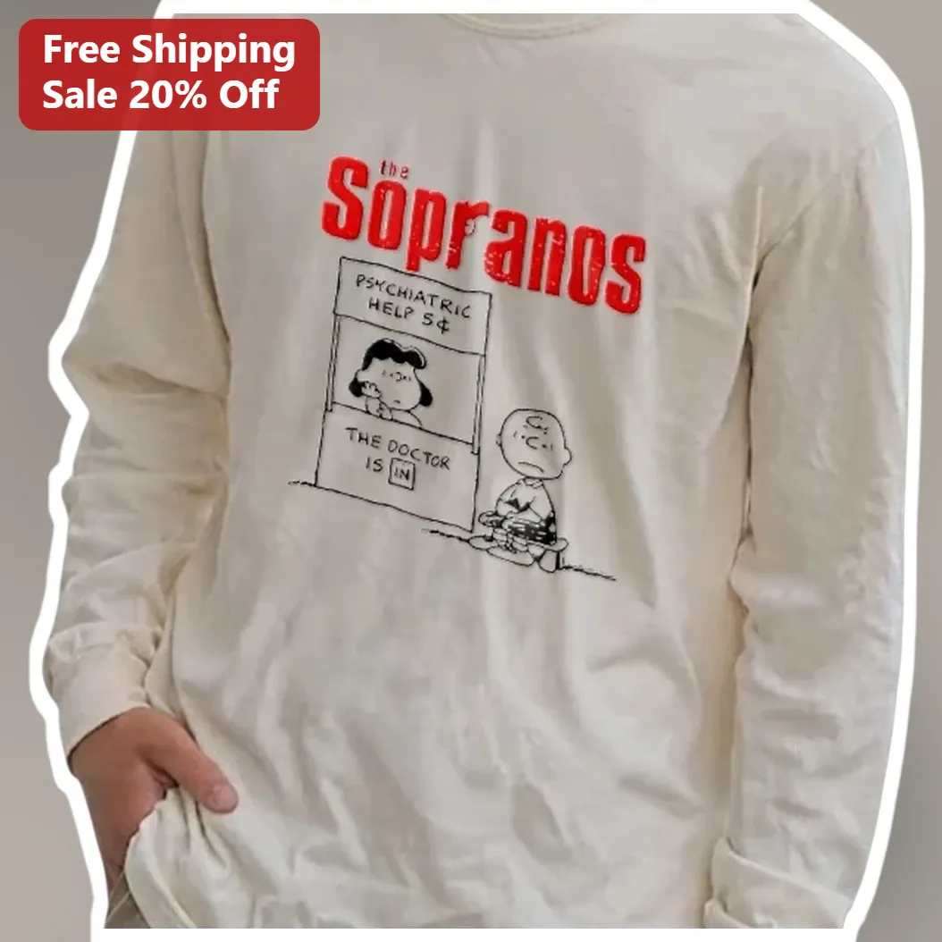 The Sopranos Long Sleeve Shirt Charlie Brown Lucy Van Pelt Mashup Vintage Pop Culture Graphic available at our Miami, Florida warehouse