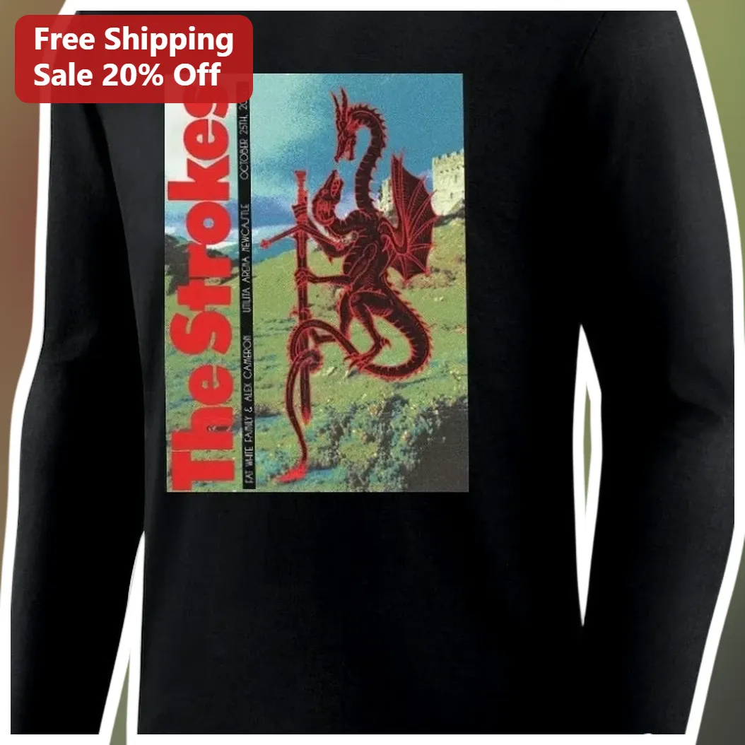 The Strokes Long Sleeve Tee Vintage Dragon Graphic Band Merch available at our Miami, Florida warehouse