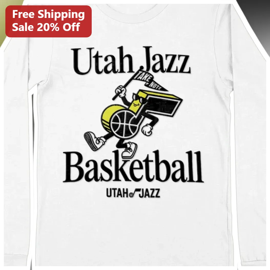 Utah Jazz Basketball Vintage Hot Rod Mascot Long Sleeve Tee