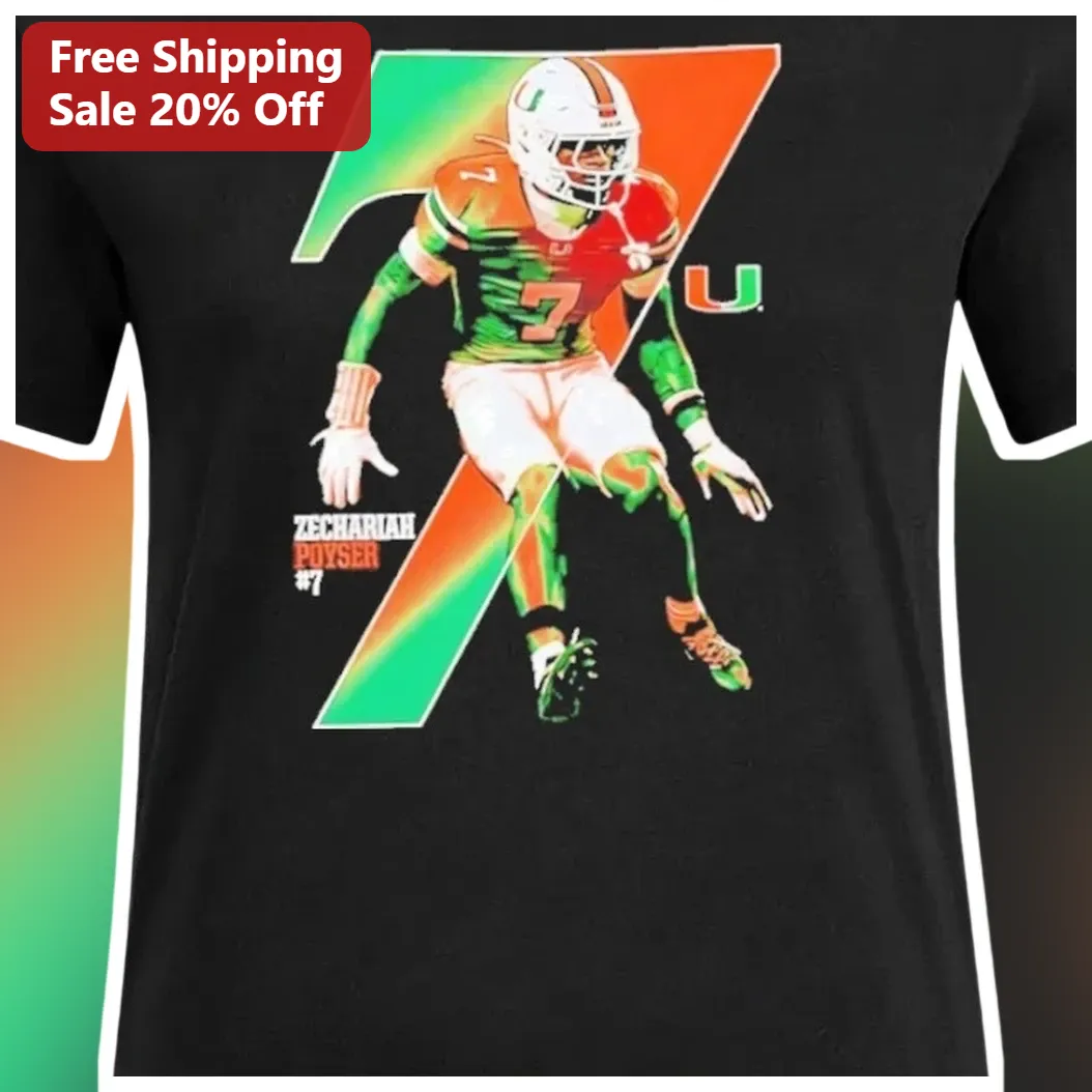 Zechariah Poyser #7 Miami Hurricanes College Football Fan Tee